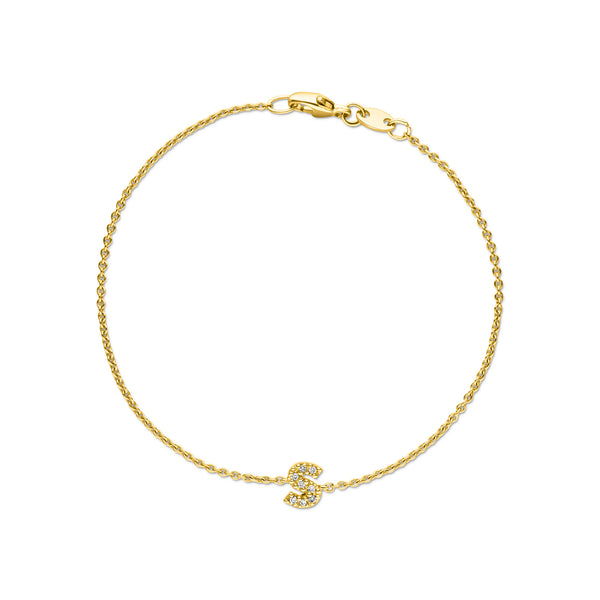 Diamond Initial Bracelet Gratia - aloé