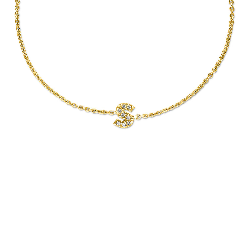 Initials 18ct Yellow Gold Diamond H Necklace